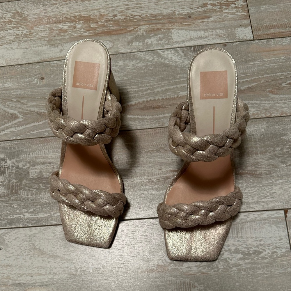 Dolce Vita brand new w box ! Never worn. gold pailey braided heels! Size 8